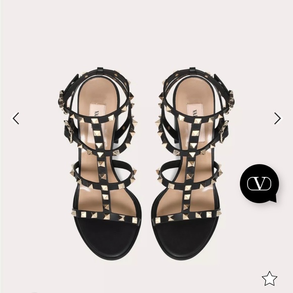 Valentino 37 Black Leather Stud Sandals